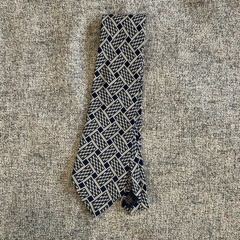 Valentino Silk Navy and Cream Tie